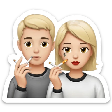 A girl and a boy smoking cigarettes sticker