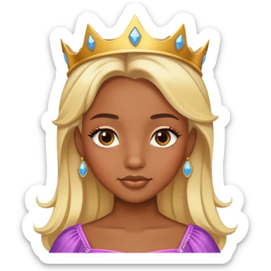 Brown skin princess with blonde hair sticker