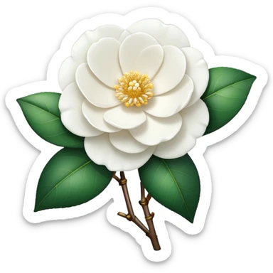 single White Camellia, straight stem sticker