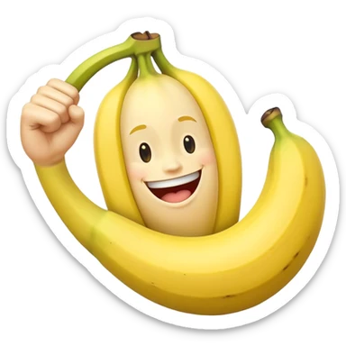 happy banana flexing biceps sticker