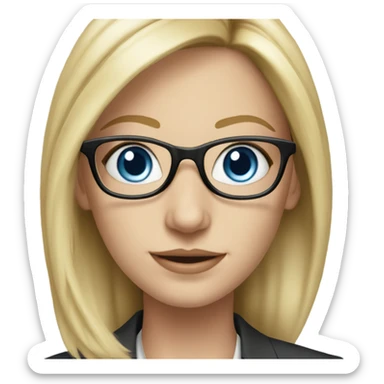 Pretty Caucasian blonde woman with glasses in a suit working, hyper realistic with blue eyes  sticker