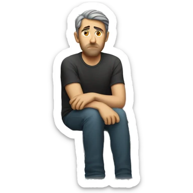 sad caucassian man on a couch sticker