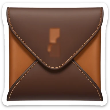 A 3D Apple-style emoji of an industrial leather material, shown as a neatly folded or rolled sheet of dark brown leather with visible texture and stitching details, giving a modern and manufactured look, clean and simple design, no background sticker