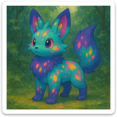 Neon Fantasy Furry-Fakémon-Creature with splash markings (full body) sticker
