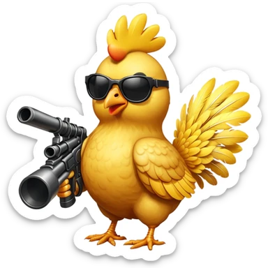 CHIKEN WITH MINIGUN AND BLACK GLASEES sticker
