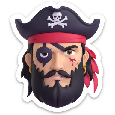 blue eyed pirate with a scar over one eye sticker