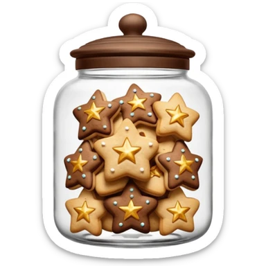 Realistic glass cookie jar with brown lid full of stars cookies sticker