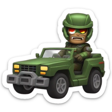 Doomguy in a convertible sticker