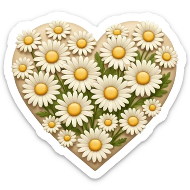 сердечко из ромашек beige sticker