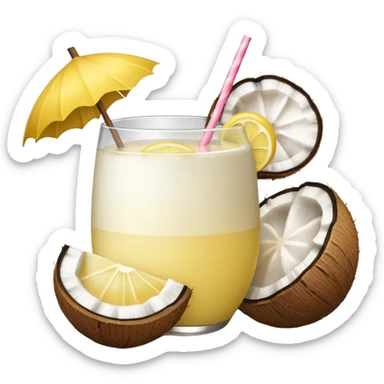 hawaii coconut drink with lemon sticker