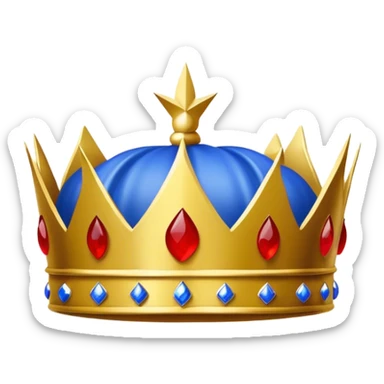 A blue crown on a yellow background with the word "Messiah" in red sticker