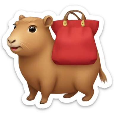 Red Bag with cute capybara  sticker