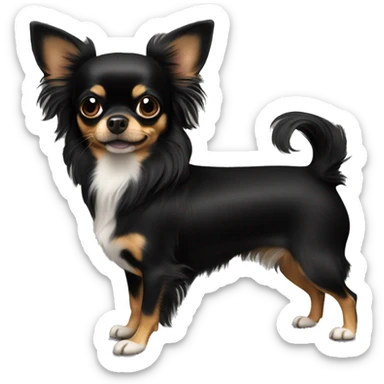 Black long haired chihuahua dog sticker