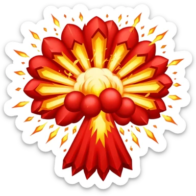 An explosion that will use as the main characters gunfire in a game I'm making. Needs to be red and graphic in nature. The background needs to be blank sticker