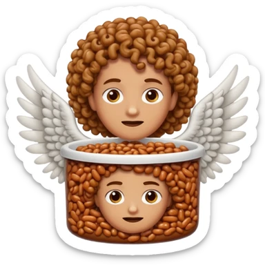 Create baked beans with curly haired people’s faces on them and put wings on them sticker
