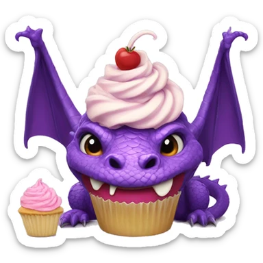 Purple dragon eating a cupcake sticker