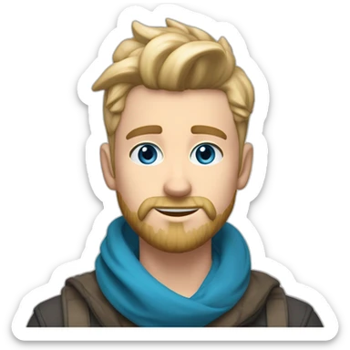blond-guy-with-taper-fade,-straight-tiktok-guy-front-and-top-of-hair-and-dark-blonde-beard-and-blue-eyes-and-big-nose-and-scarf-on-the-middle-of-forehead sticker
