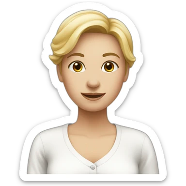 Woman with help clothes (white blouse) saying hello sticker