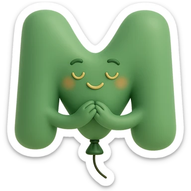 Change the balloon M to green, keep the warm, grateful expression and gratitude vibe, with no background. sticker