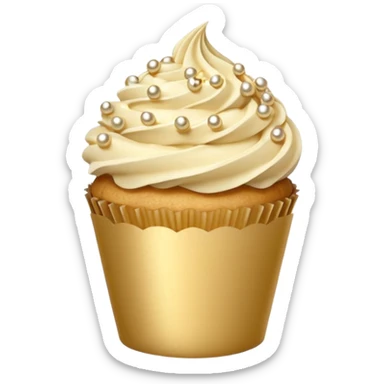 cupcake with beige frosting and gold pearls sticker