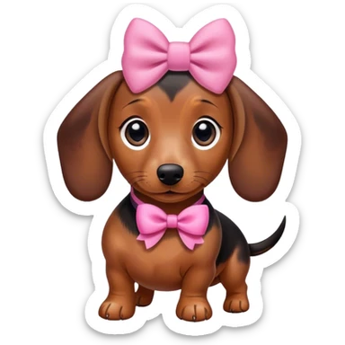 dachshund with a pink bow sticker