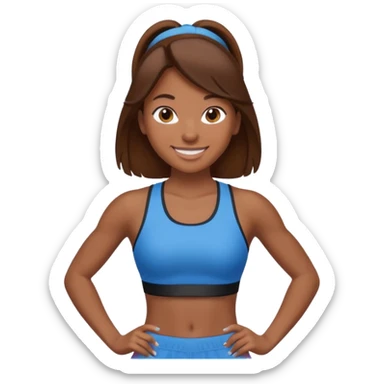 Gym girl brown skin and brown hair  sticker
