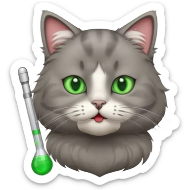 sick cat with termometer sticker