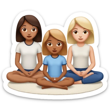 3 girls sitting on a white rug sticker