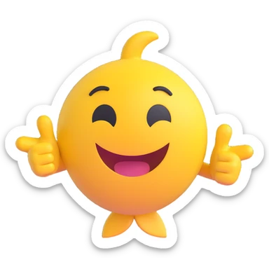A classic yellow round emoji-style face using both hands to point at itself, with a proud or playful expression. The gesture clearly means "me" or "myself". Simple cartoon style on a clean background sticker