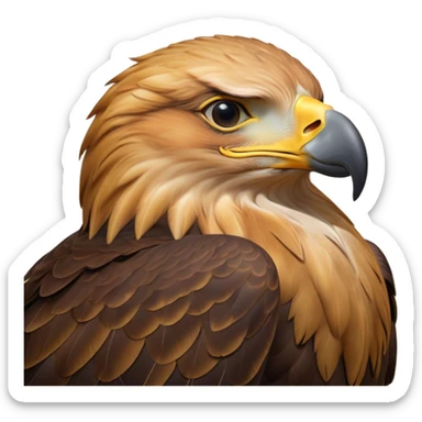 Meme-Worthy Cute Sleeping Golden Eagle Portrait Emoji, Head resting peacefully with a contented smile, showcasing a stately, broad-beaked form with eyes gently closed in serene slumber and luxuriously soft, golden plumage, Simplified yet adorably endearing features, highly detailed, glowing with a soft, drowsy amber light, high shine, relaxed and utterly lovable, stylized with an air of playful laziness, soft glowing outline, capturing the essence of a sleeping golden eagle that feels destined to become the next viral icon of adorable rest! sticker
