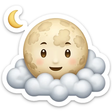 Beige moon and cloud sticker