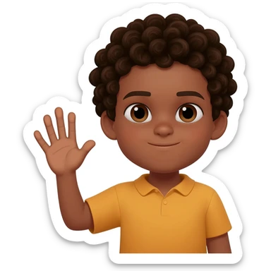 sad black boy waving curly hair sticker