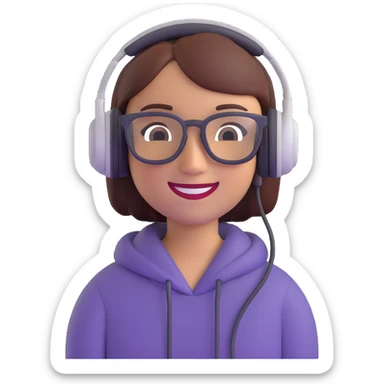 Human-like assistant — realistic but stylized person with a warm smile, headphones or sleek AR glasses.Human-like assistant — realistic but stylized person with a warm smile, headphones or sleek AR glasses. sticker