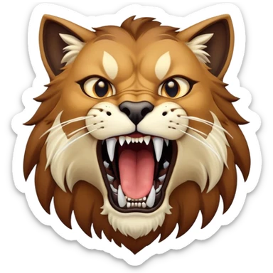saber-toothed cat with extremely long, exaggerated canine teeth extending far beyond the jaw sticker