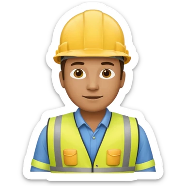 Construction worker in yellow hard hat and vest sticker