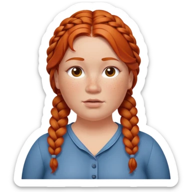fat redhead woman with braided hair sticker
