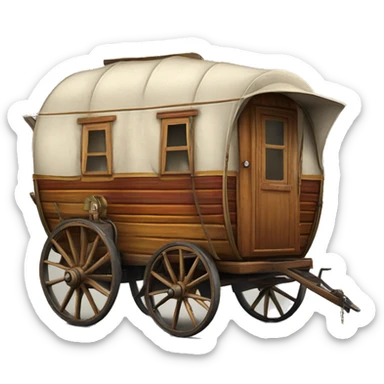 Realistic vintage round gypsy caravan wagon camper sticker