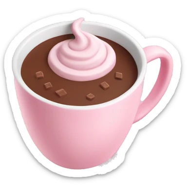 Aesthetic hot chocolate in light pink cup sticker