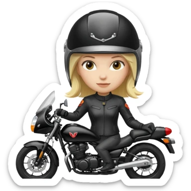 moça loira de capacete em uma moto honda preta sticker