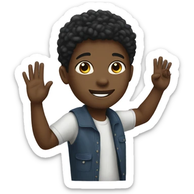 Black boy student raising hand sticker