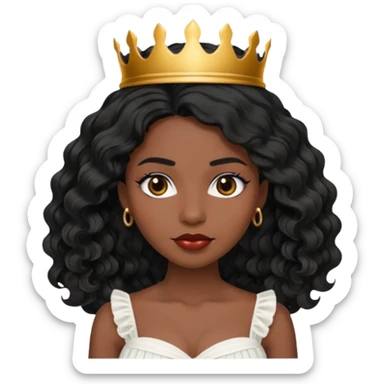 Angel wing white dress black queen black wavy hair  sticker