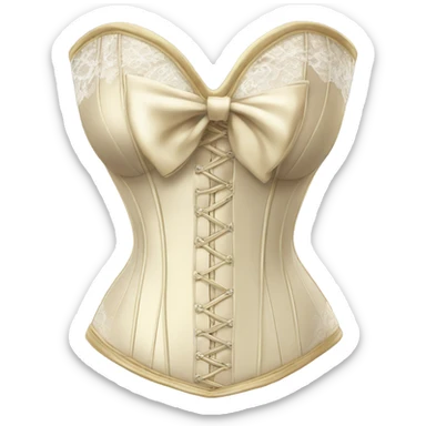 Gold ivory corset with lace and bow sticker
