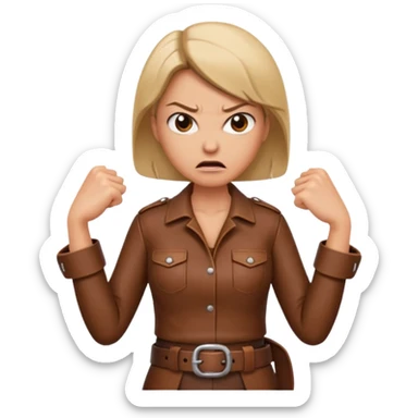 mom with a belt in her hands and an angry expression on her facd sticker