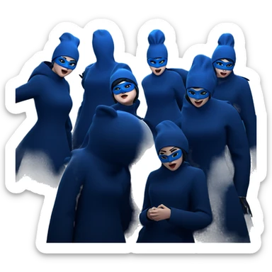 girls in blue hats and masks sticker