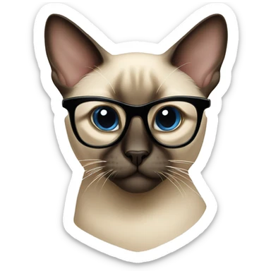 Siamese cat wearing glasses sticker