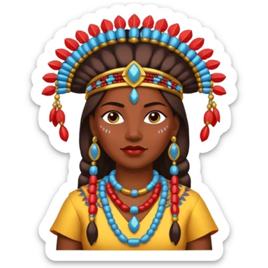 A strong female chief with decorated beads, confident posture, and protective aura.
 sticker