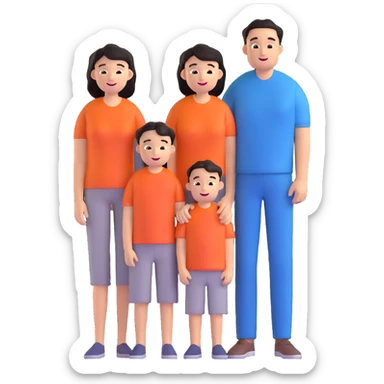 caucasian family with father mother and young son standing together happily sticker