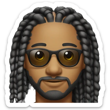 Man with dreadlocs styled into two braids going back wearing shades sticker