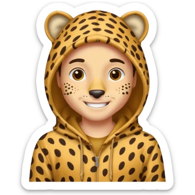 man fair in cheetah costume hoodie sticker