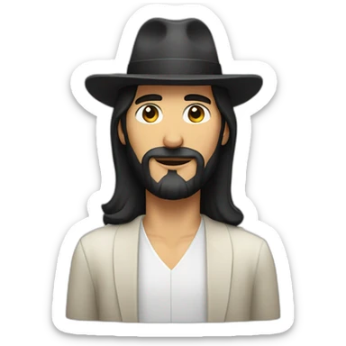 argentinian jesus with black hair and fedora sticker